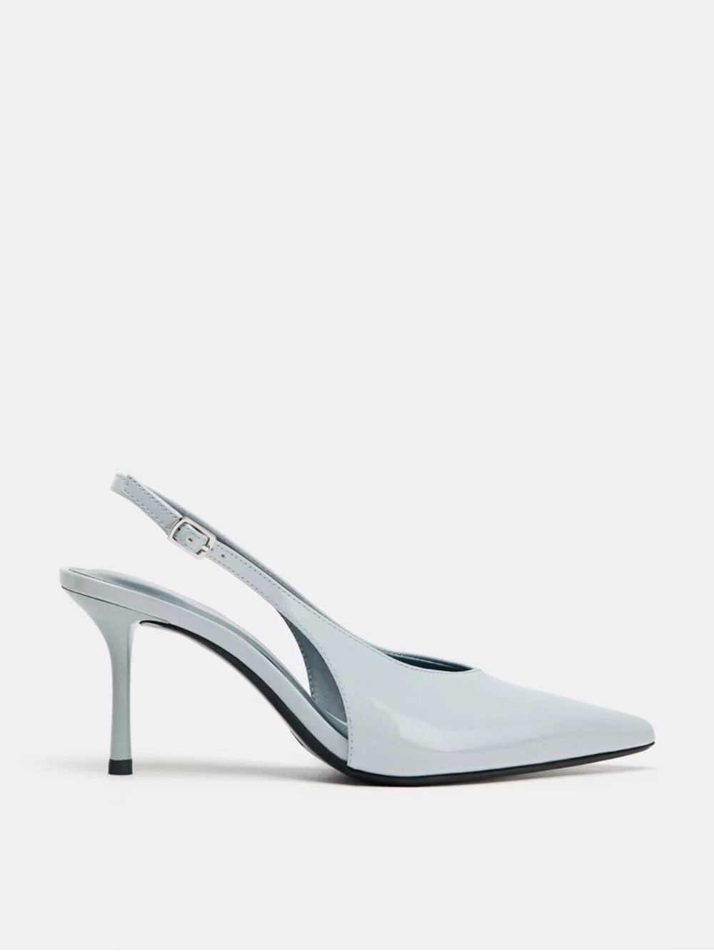 Zara Slingback Pointed Toe Stiletto Heels in Light Blue 7.5